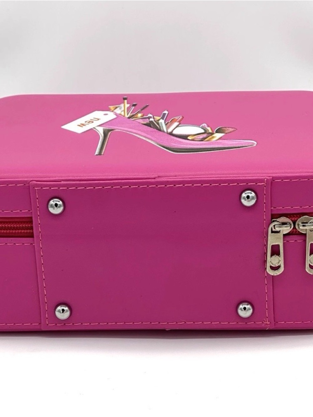 Hot Pink High Heel Cosmetic Train Case - Picture 5 of 6